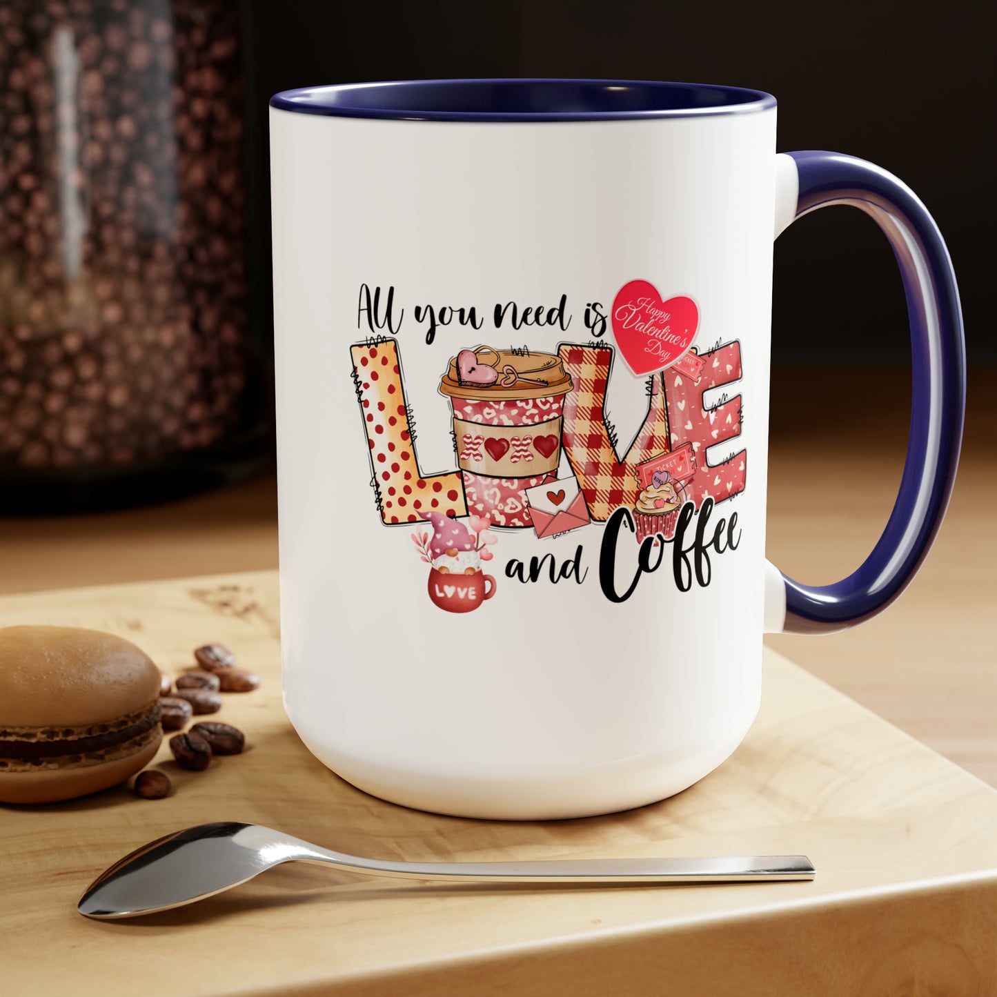 Happy valentines day Two-Tone Coffee Mugs, 15oz