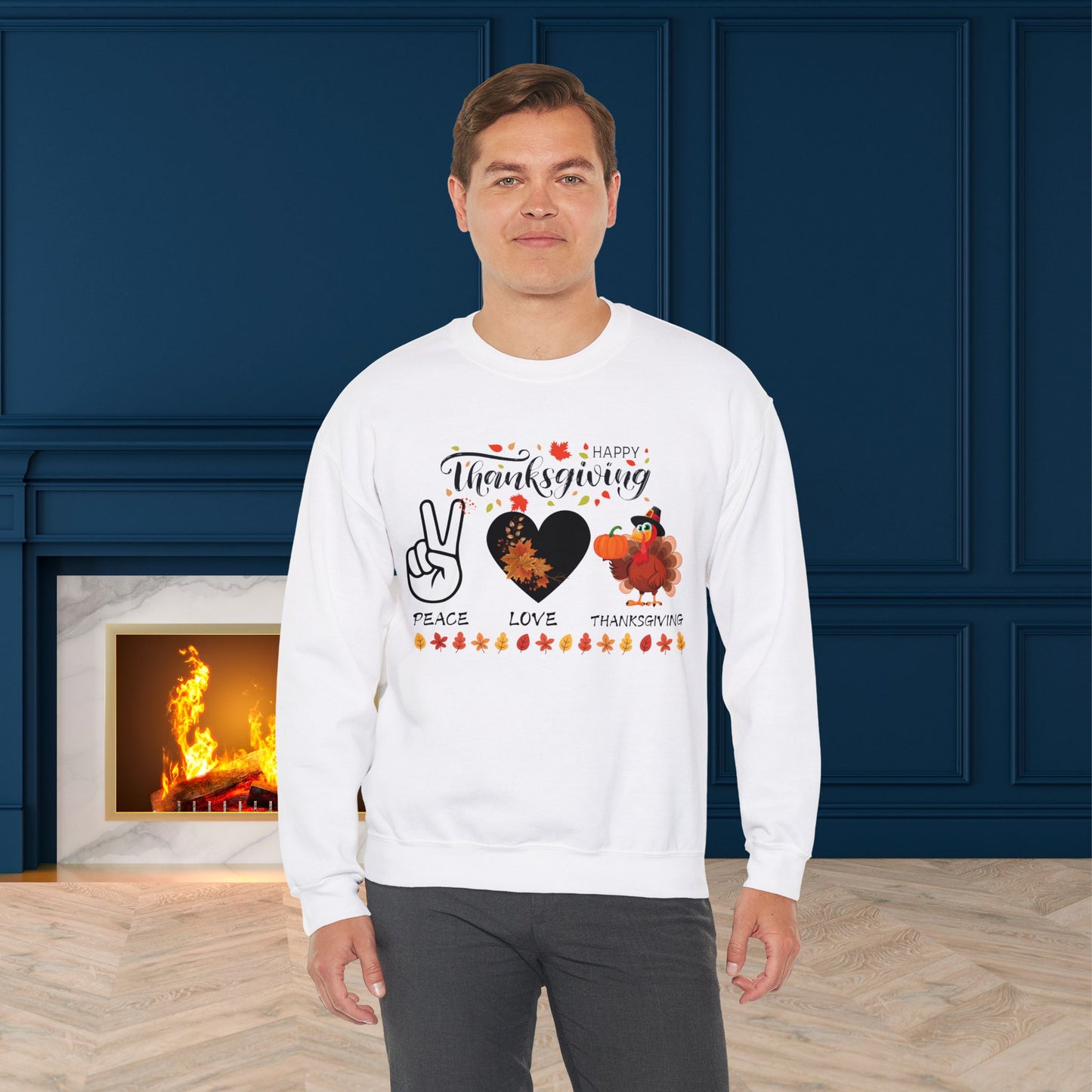 Peace,Love,Thanksgiving Sweatshirt, HappyThanksgiving Sweatshirt - Unisex Heavy Blend, Happy Thanksgiving2024 Sweatshirt, Thanksgiving Gift, Festive Sweatshirt.