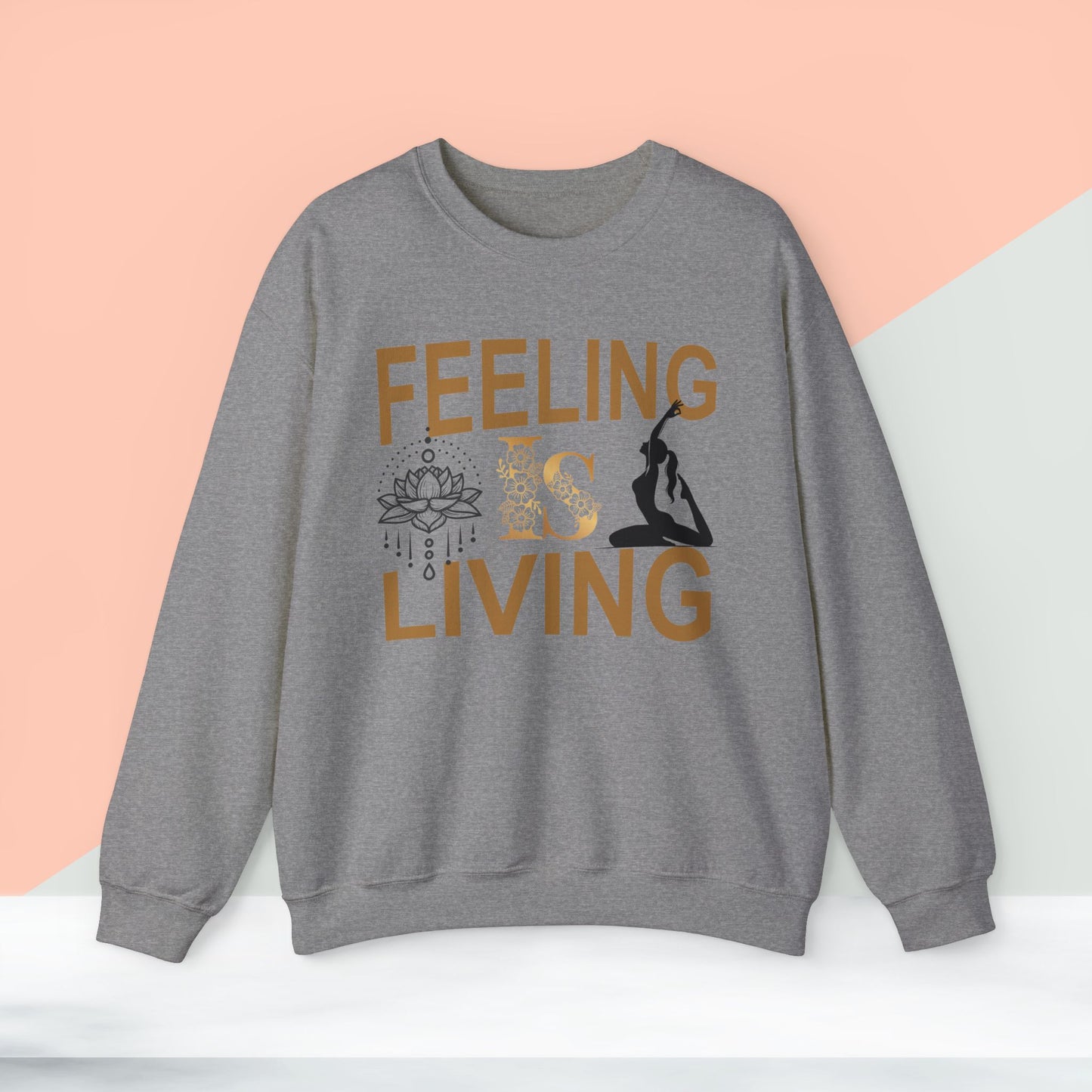 Feeling Is Living Yoga unisex heavy blend crewneck sweatshirt,Yoga workout Sweatshirt,Yoga lovers Sweatshirt, Yoga Instructor Gift, Gym Sweatshirt, Gift For Yoga lovers, Gift For Yogi.