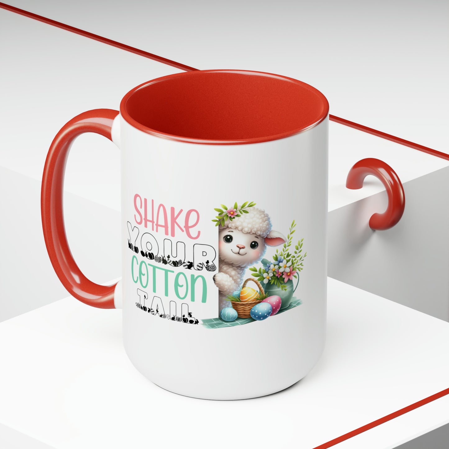 Shake Your Cotton Tail Two-Tone Coffee Mugs, 15oz