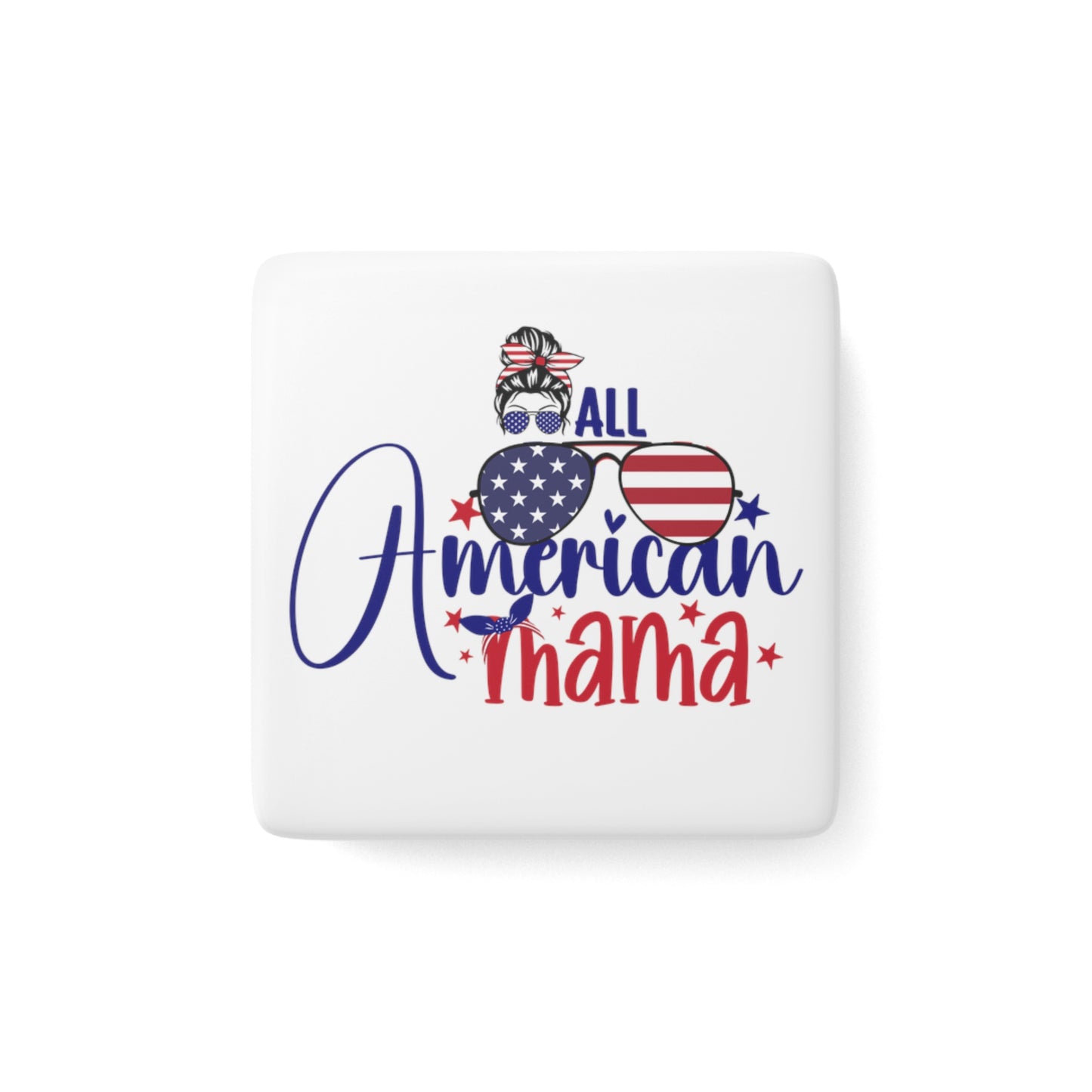 Happy 4th of July Porcelain Magnet, Square, America, Flag, Peace Love America. Proud To Be An American, Red White Blue Magnet, God Bless America Magnet.