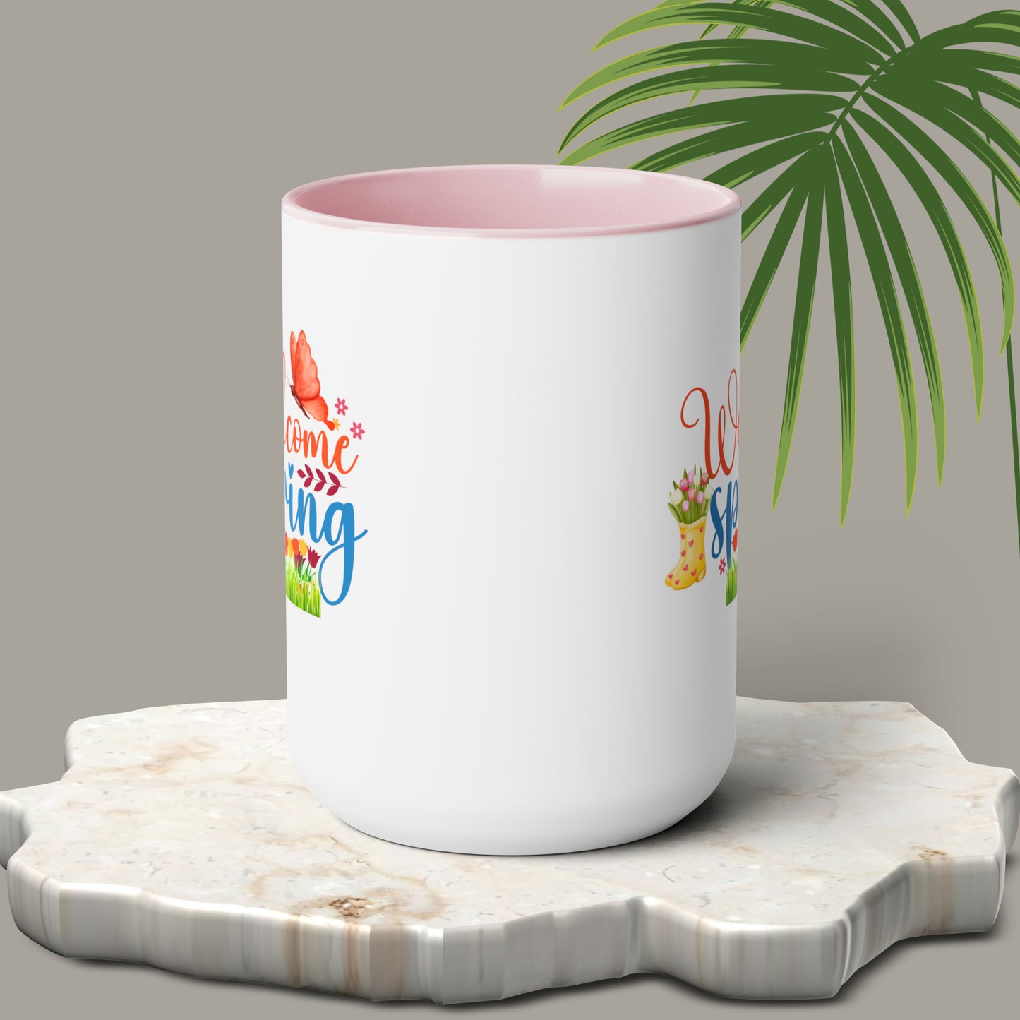 Welcome Spring two-Tone Coffee Mugs, 15oz