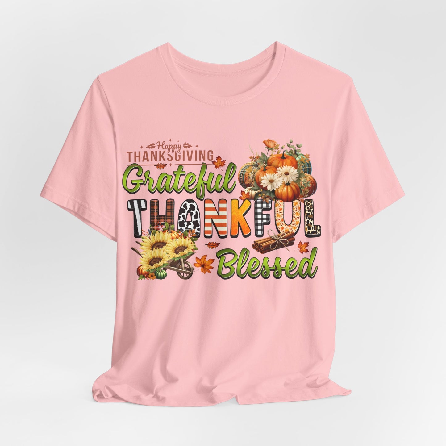 Grateful Thankful Blessed T-shirt, Happy Thanksgiving T-shirt, Happy thanksgiving 2024 T-shirt, Thanksgiving Gift,Turkey Shirt, Family Thanksgiving, Holiday Outfit.