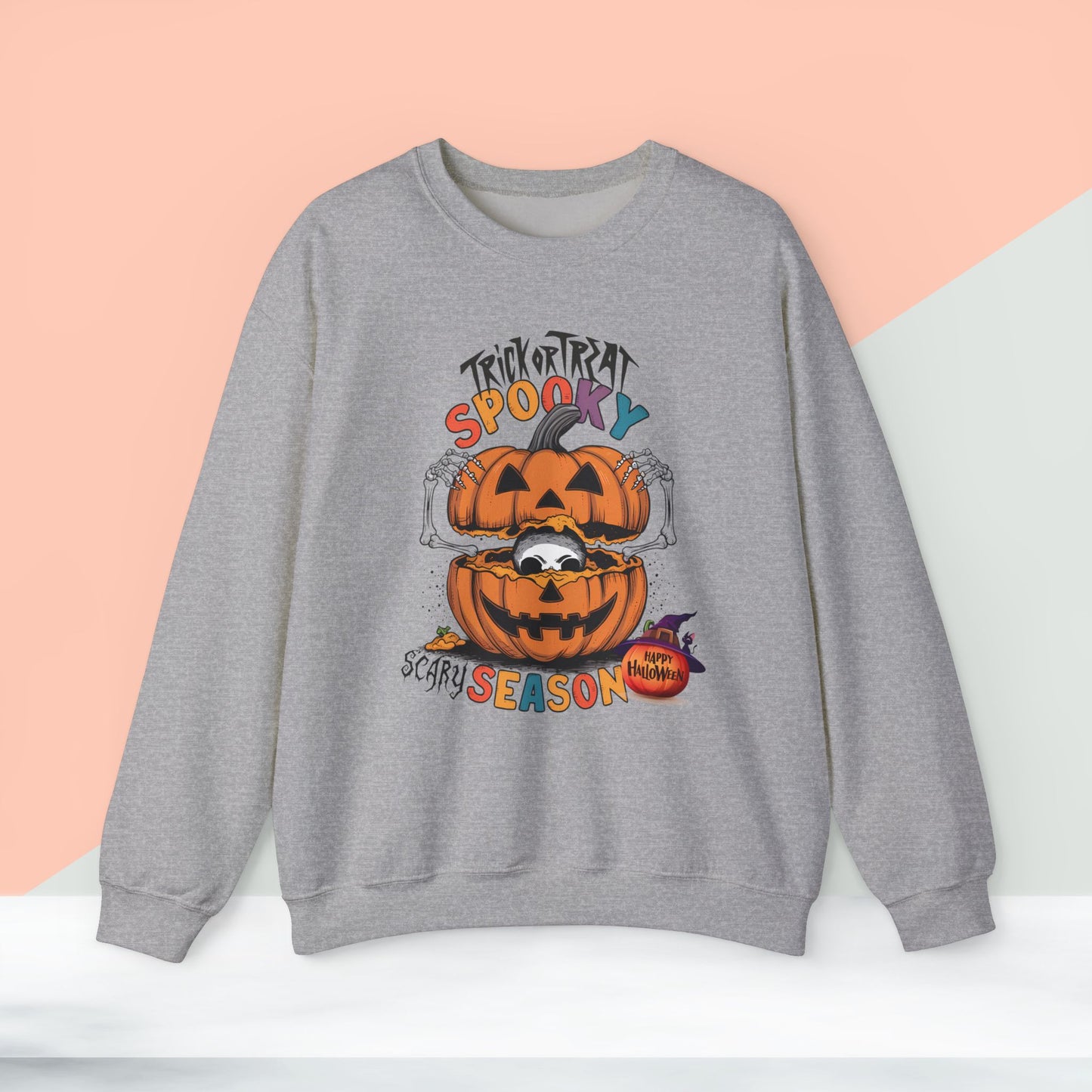 Spooky Scary Season Sweatshirt, Happy Halloween Sweatshirt - Unisex Heavy Blend Crewneck, Halloween Sweatshirt, Cute Spooky Ghost sweatshirt.