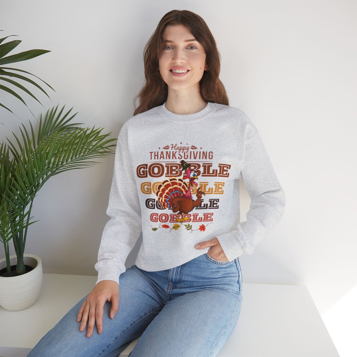 Gobble Sweatshirt, HappyThanksgiving Sweatshirt - Unisex Heavy Blend, Happy Thanksgiving2024 Sweatshirt, Thanksgiving Gift, Festive Sweatshirt.