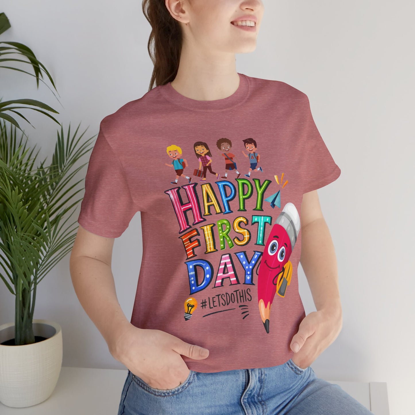 Happy First day T-Shirt, Hello Teacher T-Shirt, Back To School T-Shirt, Teach Love Inspire Teacher Shirt, Teacher Back To school unisex jersey short sleeve.First Day Vibes T-Shirt.