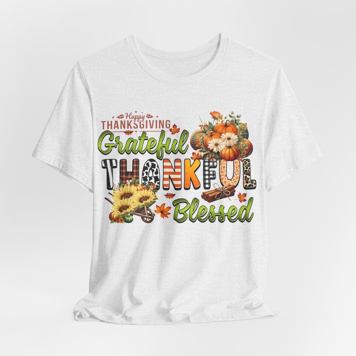 Grateful Thankful Blessed T-shirt, Happy Thanksgiving T-shirt, Happy thanksgiving 2024 T-shirt, Thanksgiving Gift,Turkey Shirt, Family Thanksgiving, Holiday Outfit.