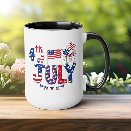 Happy 4th Of July Two -Tone Coffee Mug.15oz.