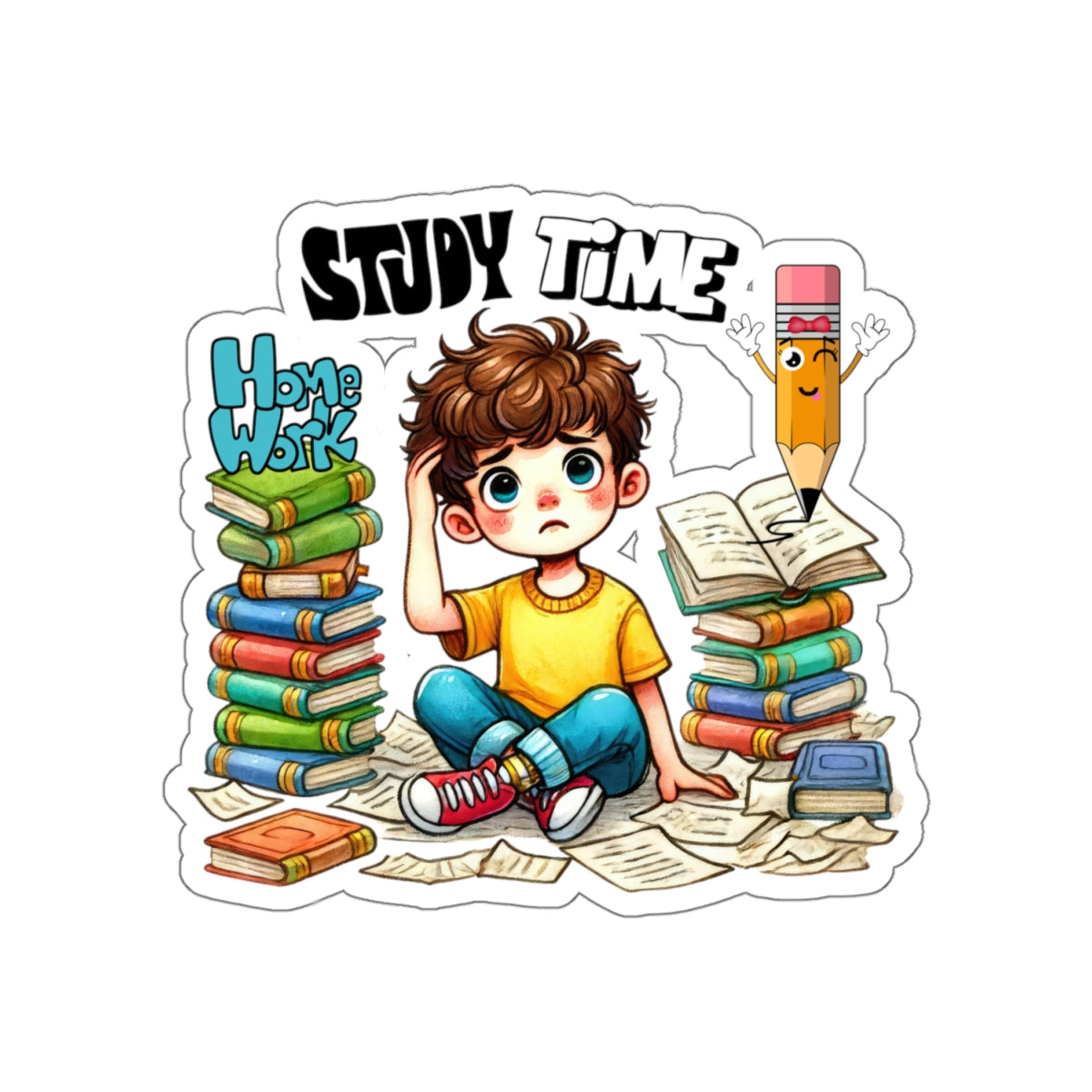 Study Time Back To School Kiss-Cut Stickers, First Grade Squad Kiss-Cut Stickers, Gift for First graders, Ready for School, Back to Learning.