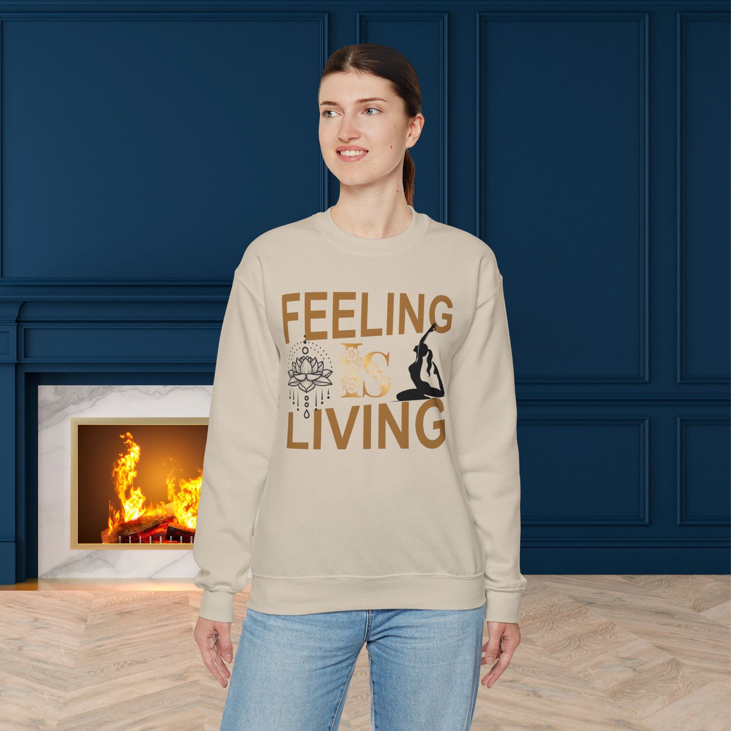 Feeling Is Living Yoga unisex heavy blend crewneck sweatshirt,Yoga workout Sweatshirt,Yoga lovers Sweatshirt, Yoga Instructor Gift, Gym Sweatshirt, Gift For Yoga lovers, Gift For Yogi.