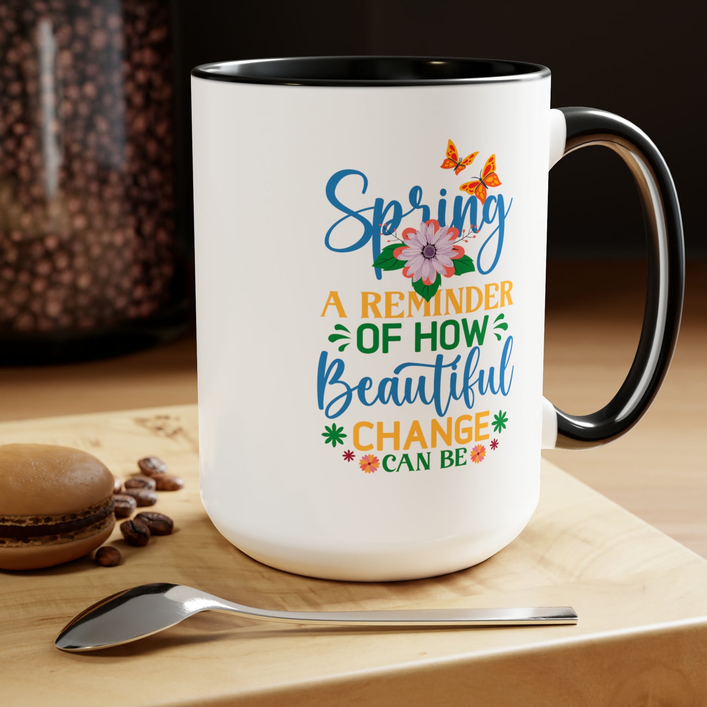 Spring Time Two-Tone Coffee Mugs, 15oz