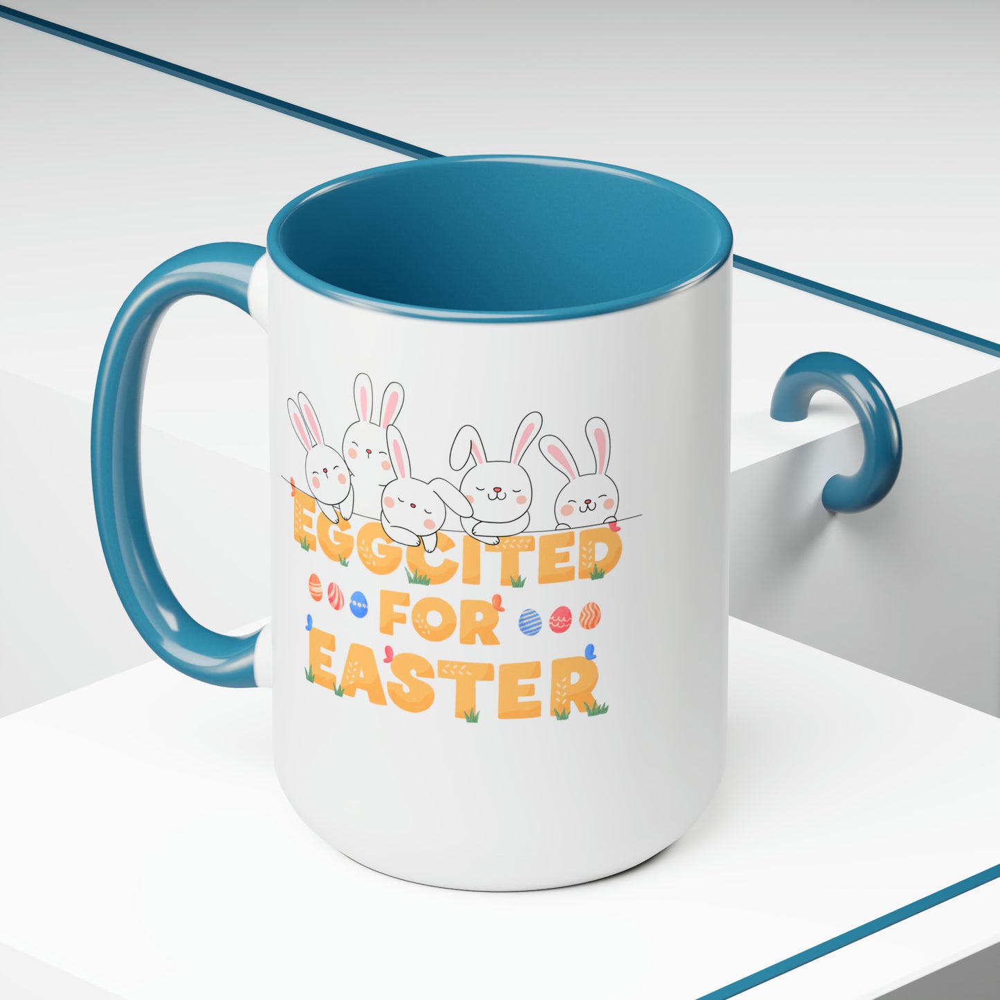 Eggcited For EasterTwo-Tone Coffee Mugs, 15oz