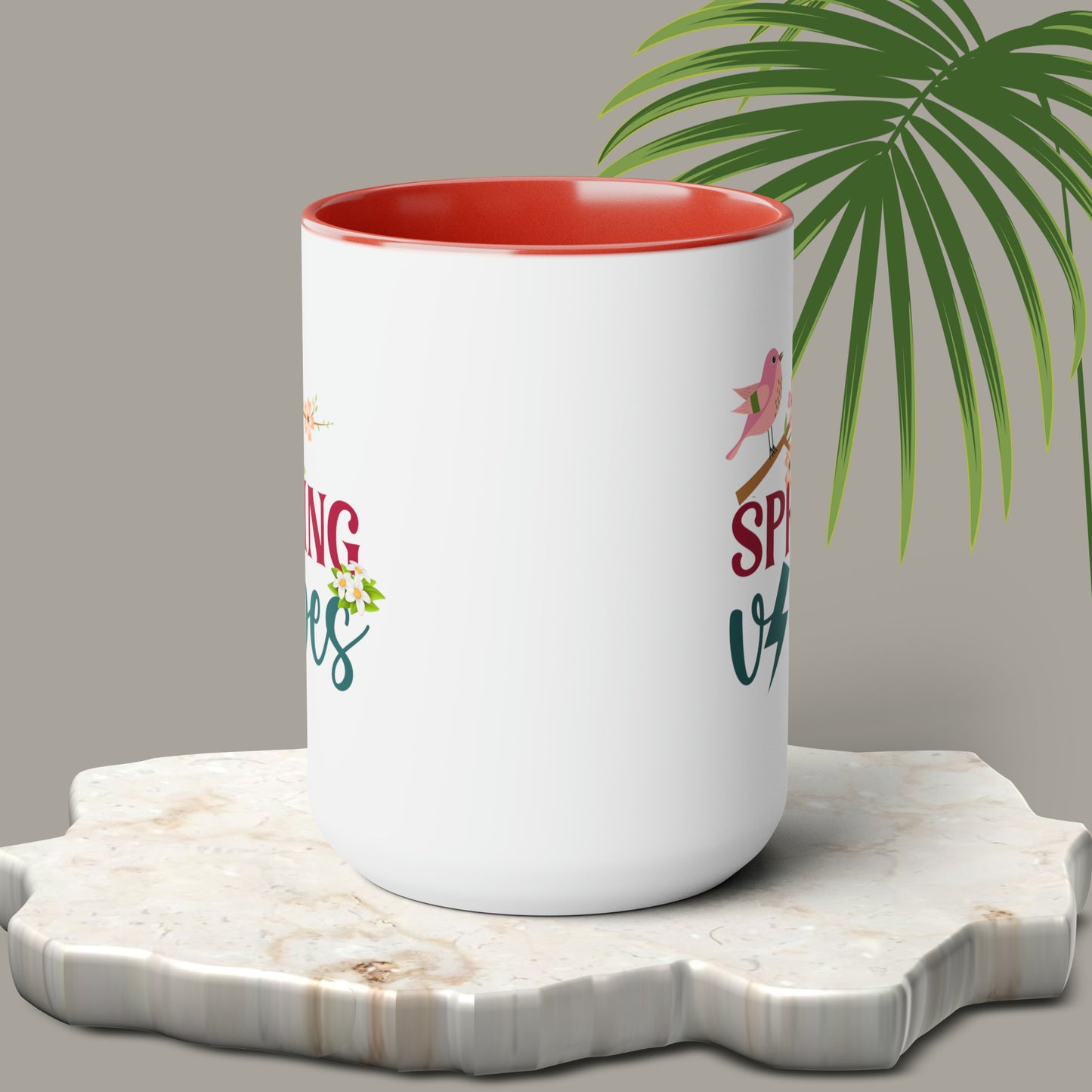 Spring Vibes Trendy two-Tone Coffee Mugs, 15oz