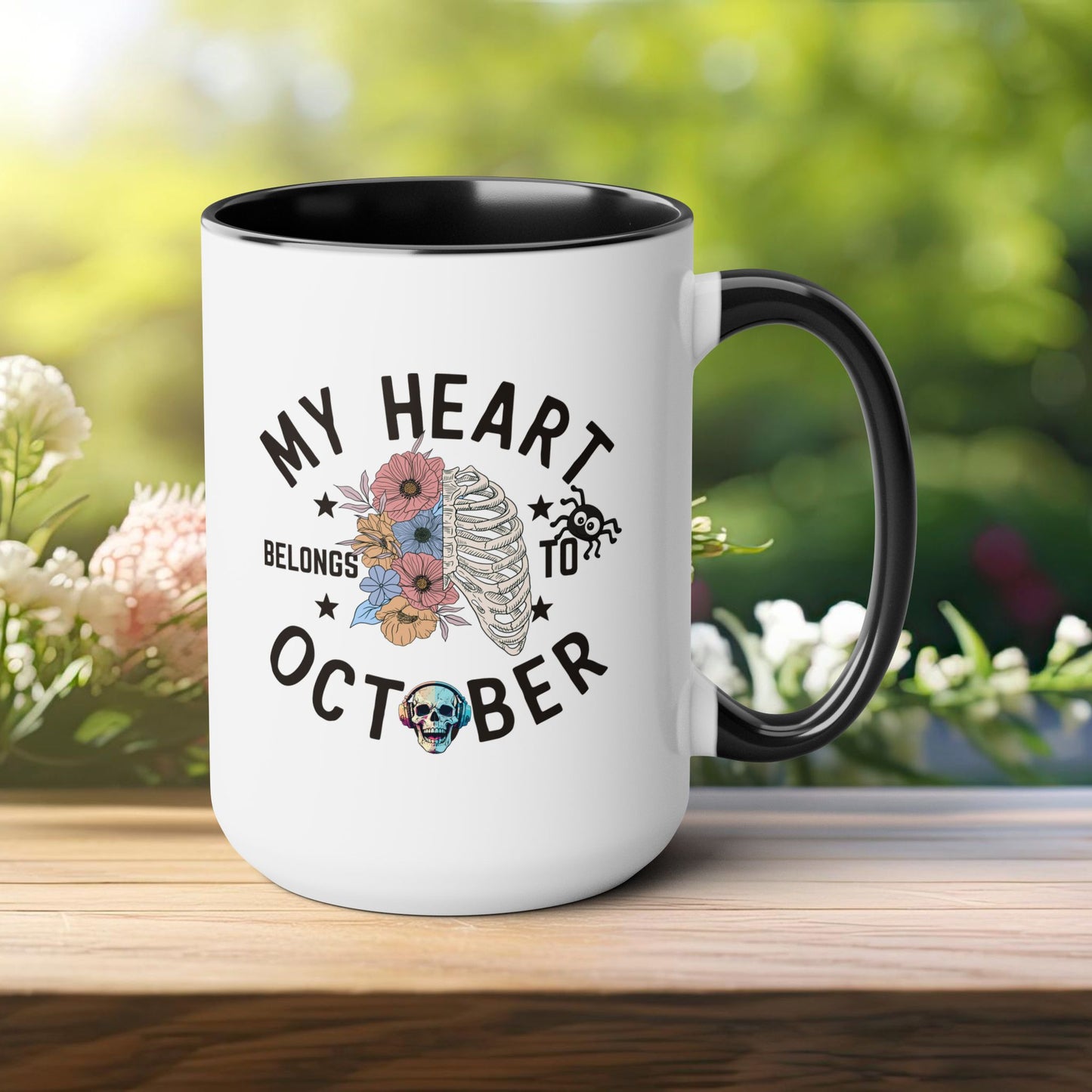 My Heart Belongs To October Halloween Coffee Mug,  Let's Go Halloween Coffee Mug, Trick or Treat Halloween Coffee Mug, Cute Skeleton Coffee Mug, Spooky Season Halloween Coffee Mug.