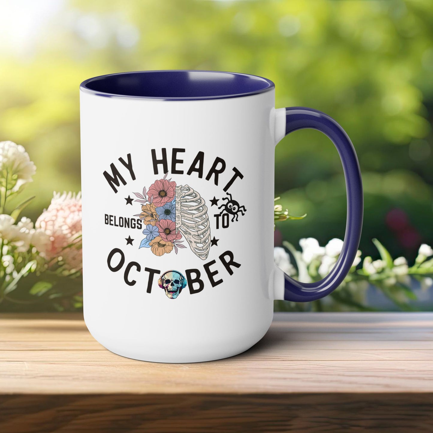 My Heart Belongs To October Halloween Coffee Mug,  Let's Go Halloween Coffee Mug, Trick or Treat Halloween Coffee Mug, Cute Skeleton Coffee Mug, Spooky Season Halloween Coffee Mug.