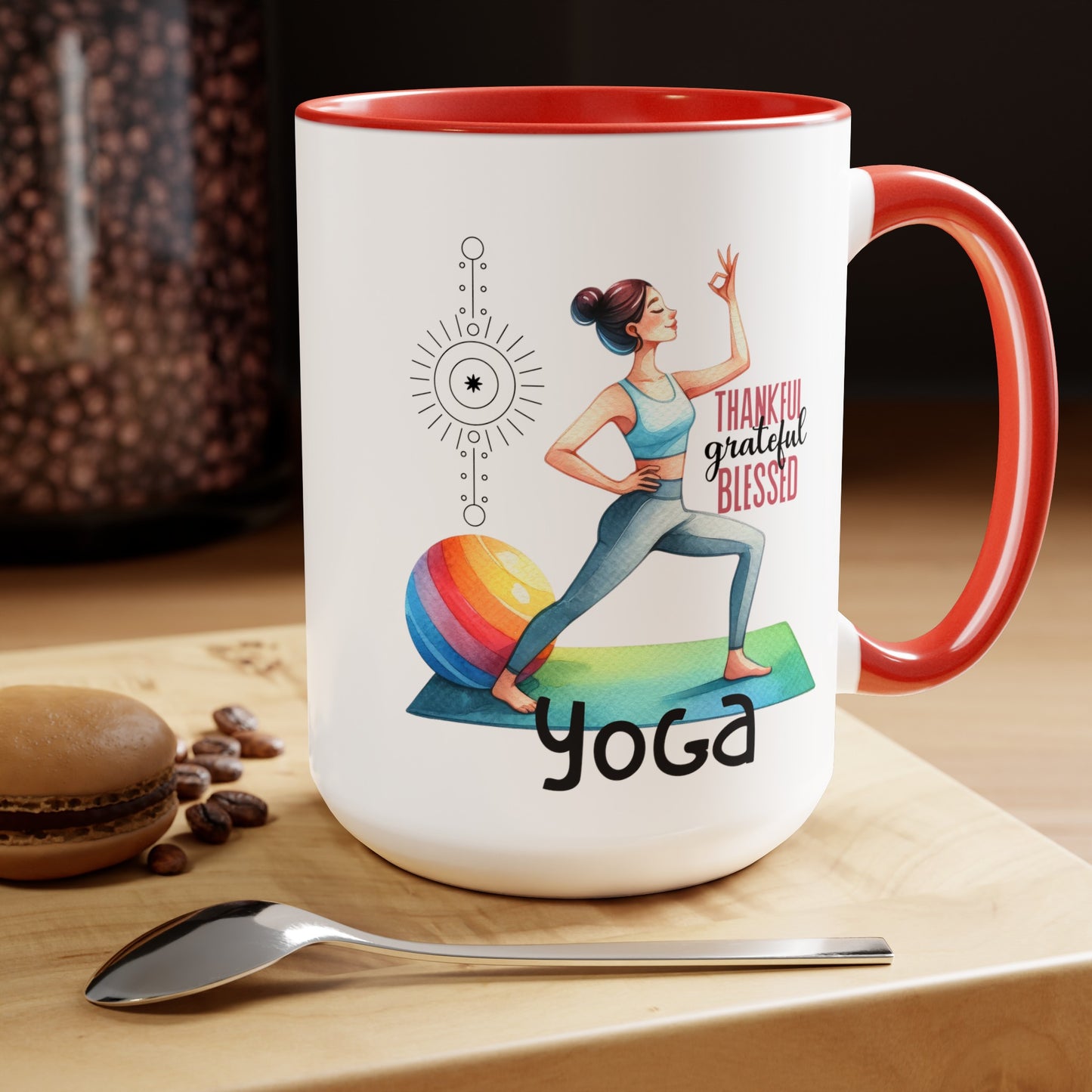 Thankful Grateful Blessed Yoga Coffee Mug, Cute Yoga Coffee Mug, Yoga lovers Coffee Mug, Yoga Instructor Gift, Gift For Yoga lover, Gift For Yogi.