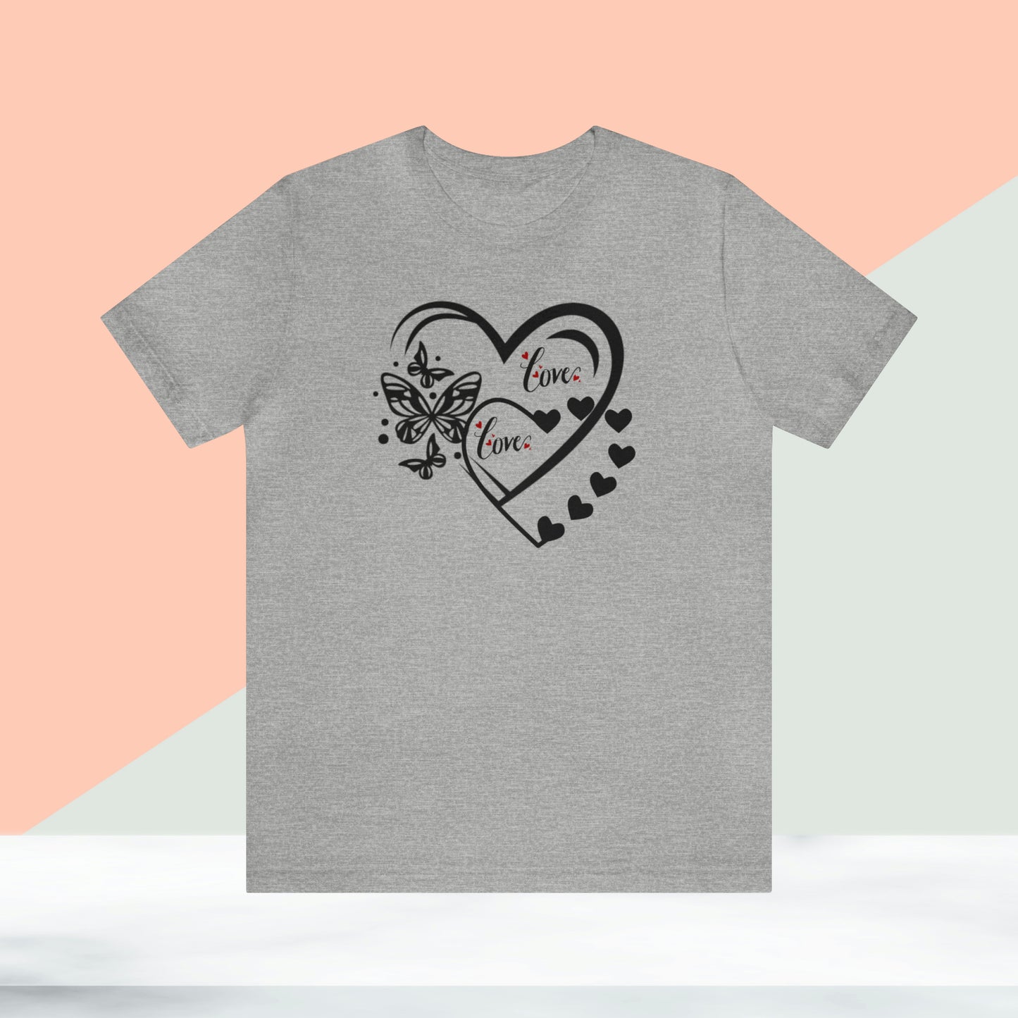 Happy valentines day butterfly heart shape Unisex Jersey Short Sleeve Tee