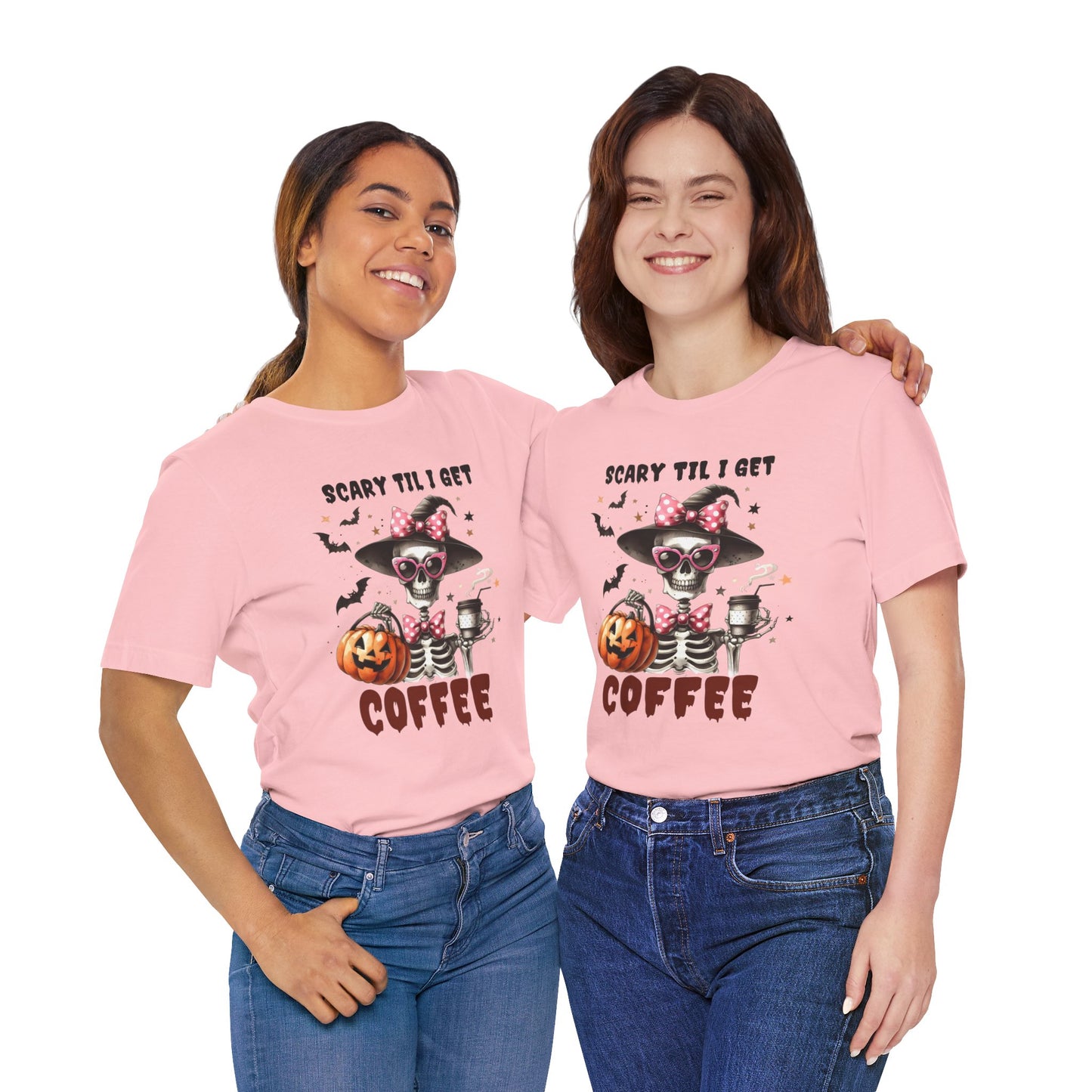 Scary Til I Get Coffee Halloween T-shirt, Happy Halloween T-shirt, Trick Or Treat T-shirt, Halloween T-shirt, Cool Halloween T-shirt, Spooky T-shirt,