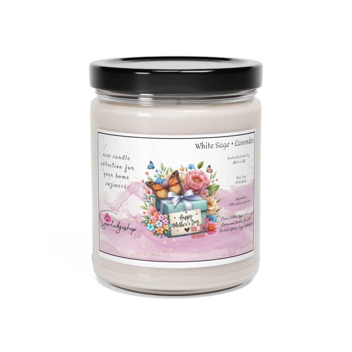 Happy Mother's Day Scented Soy Candle, 9oz, Gift for mom.
