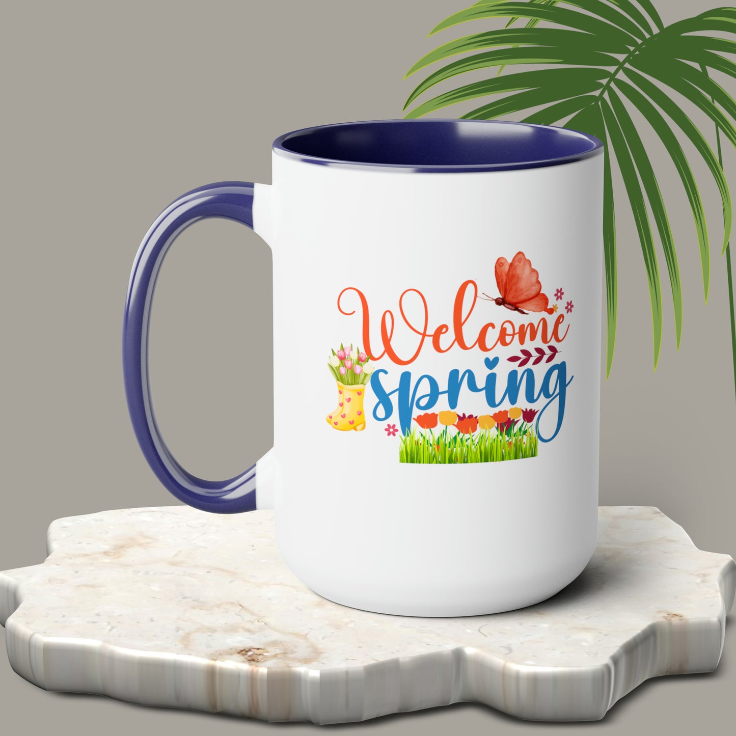 Welcome Spring two-Tone Coffee Mugs, 15oz