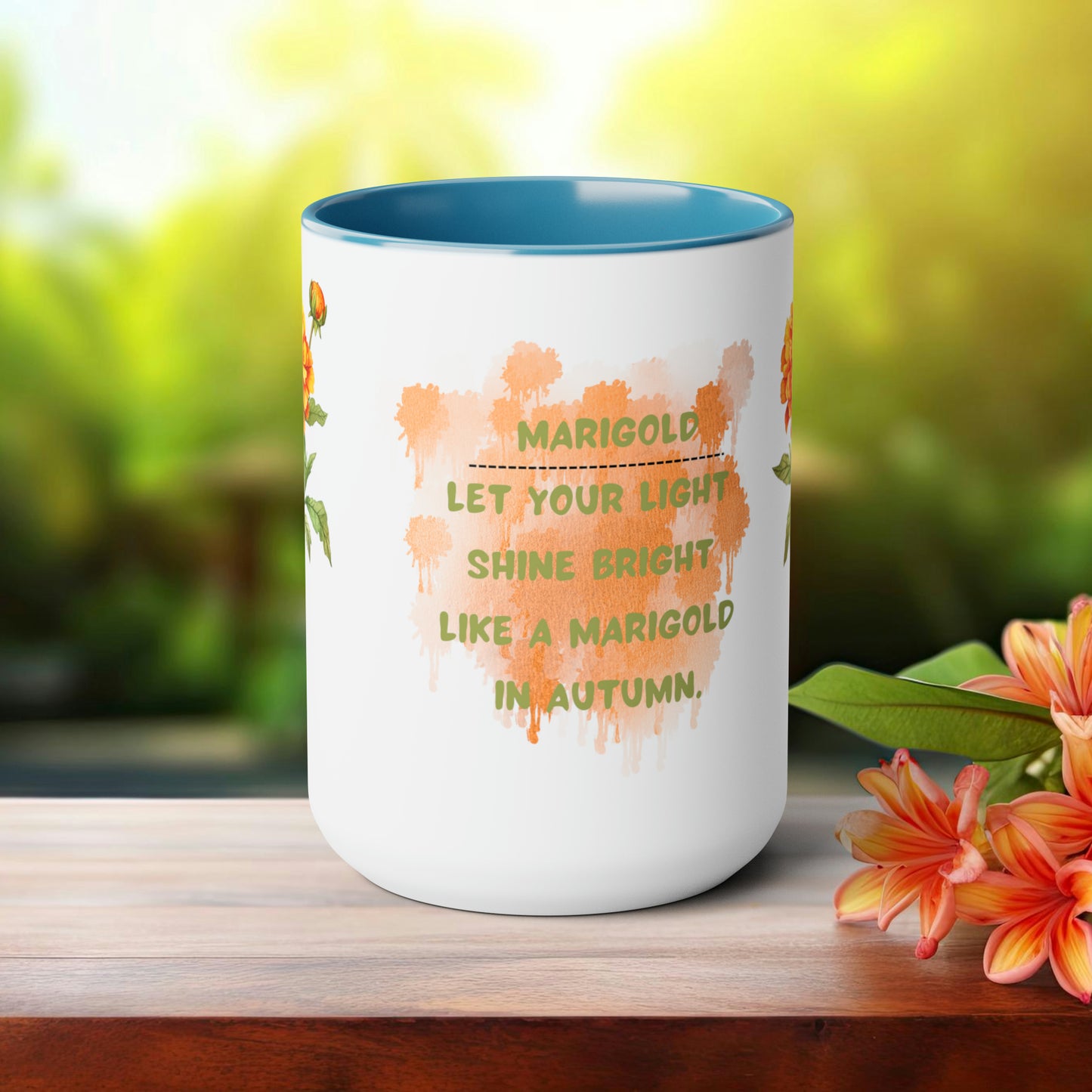 October Birth Month Flower Two-Tone Coffee Mugs, 15oz, Birthday Gift For Her.