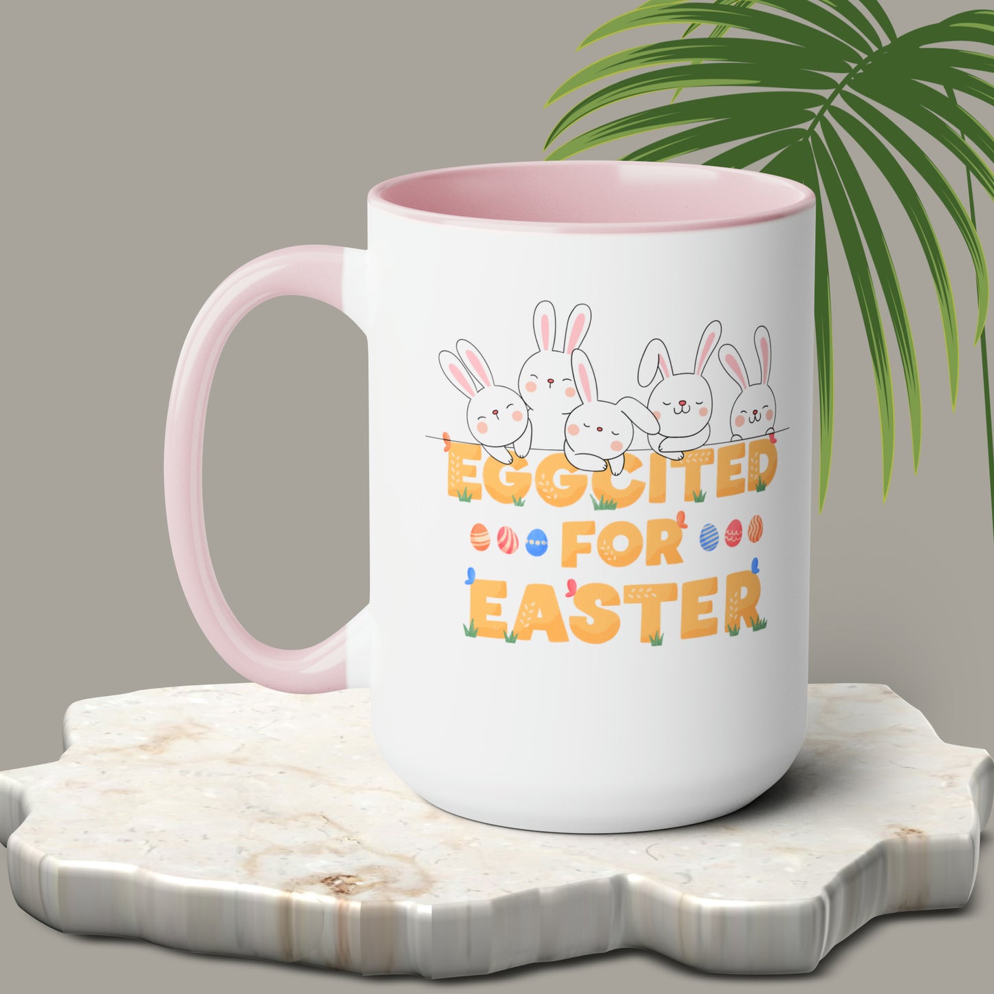 Eggcited For EasterTwo-Tone Coffee Mugs, 15oz