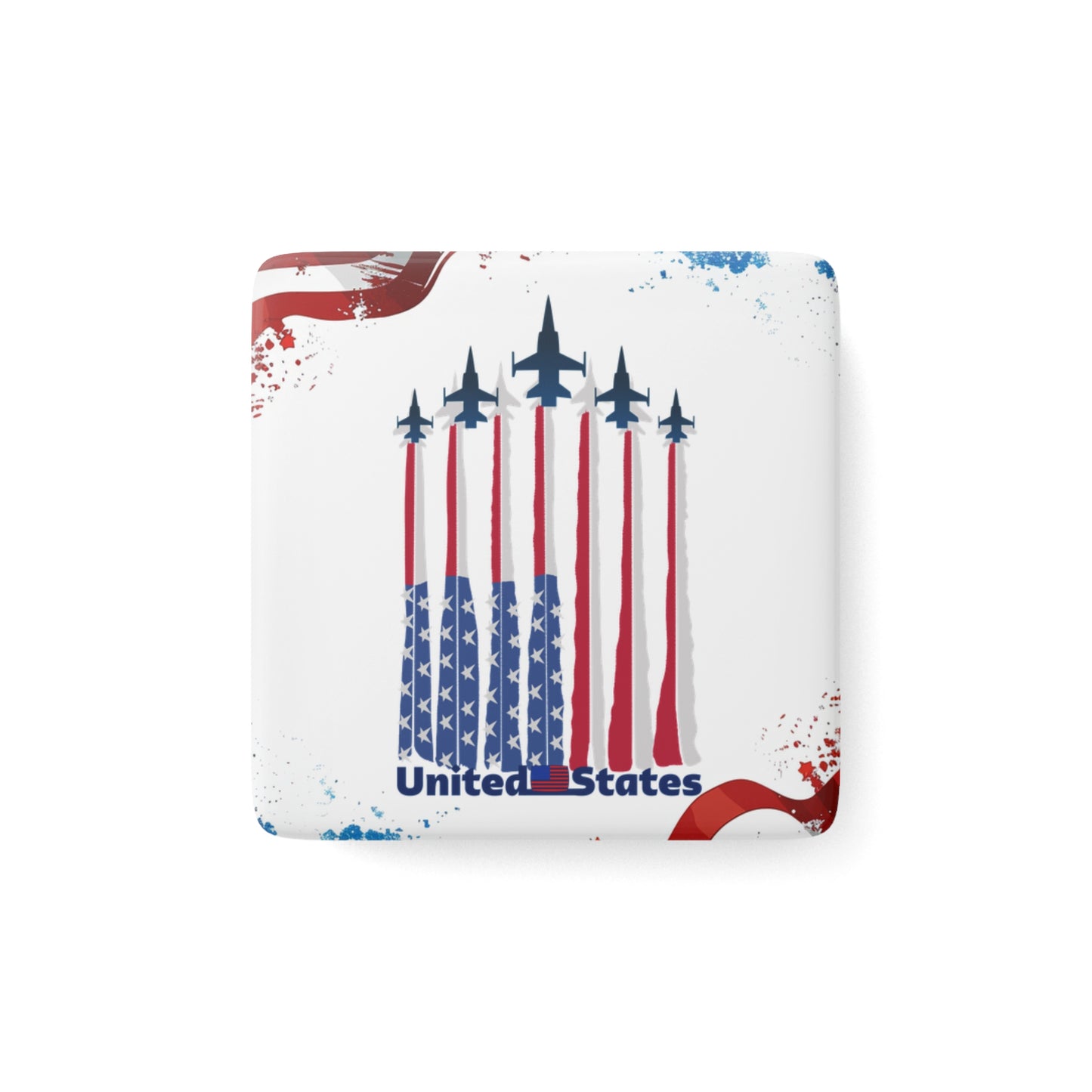 Happy 4th of July Porcelain Magnet, Square, United States magnet, America, Flag, Peace Love America. Proud To Be An American, Red White Blue Magnet, God Bless America Magnet.