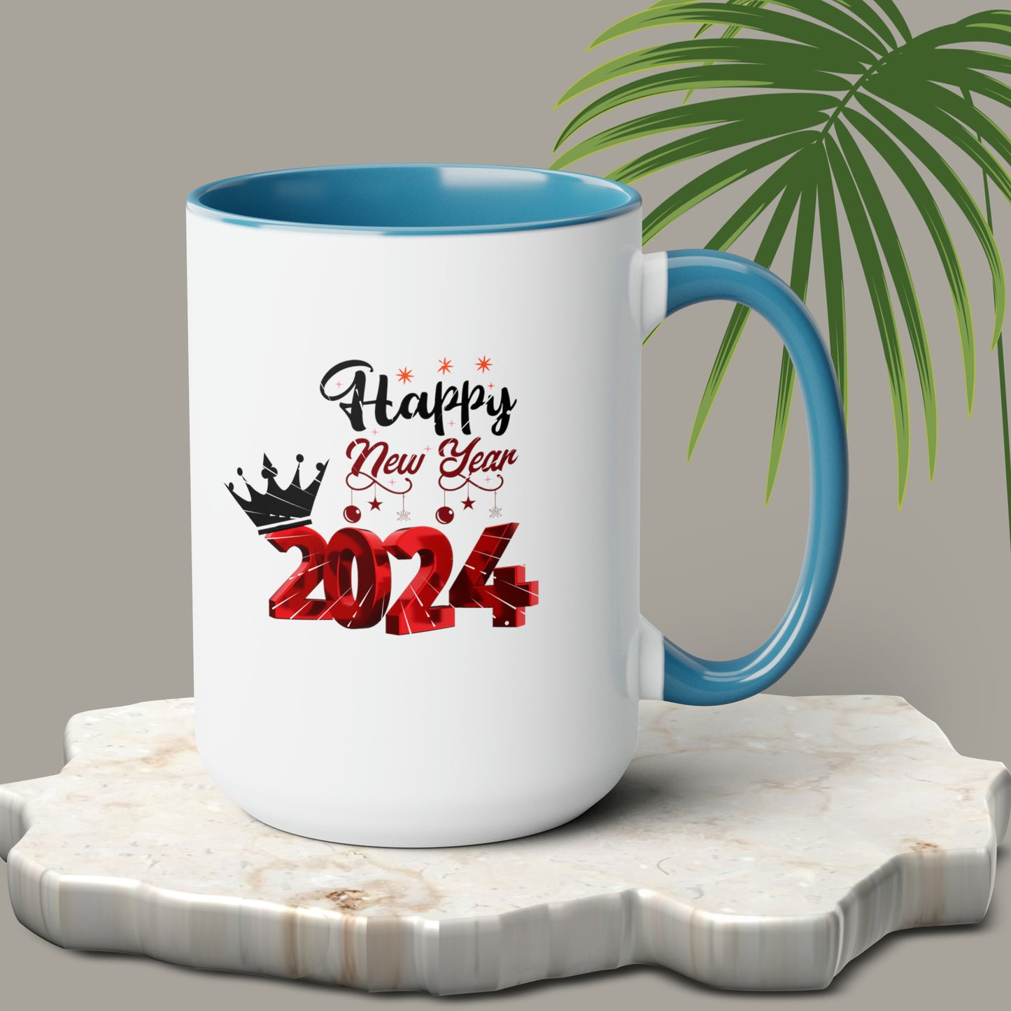 Happy New Year Two-Tone Coffee Mugs, 15oz