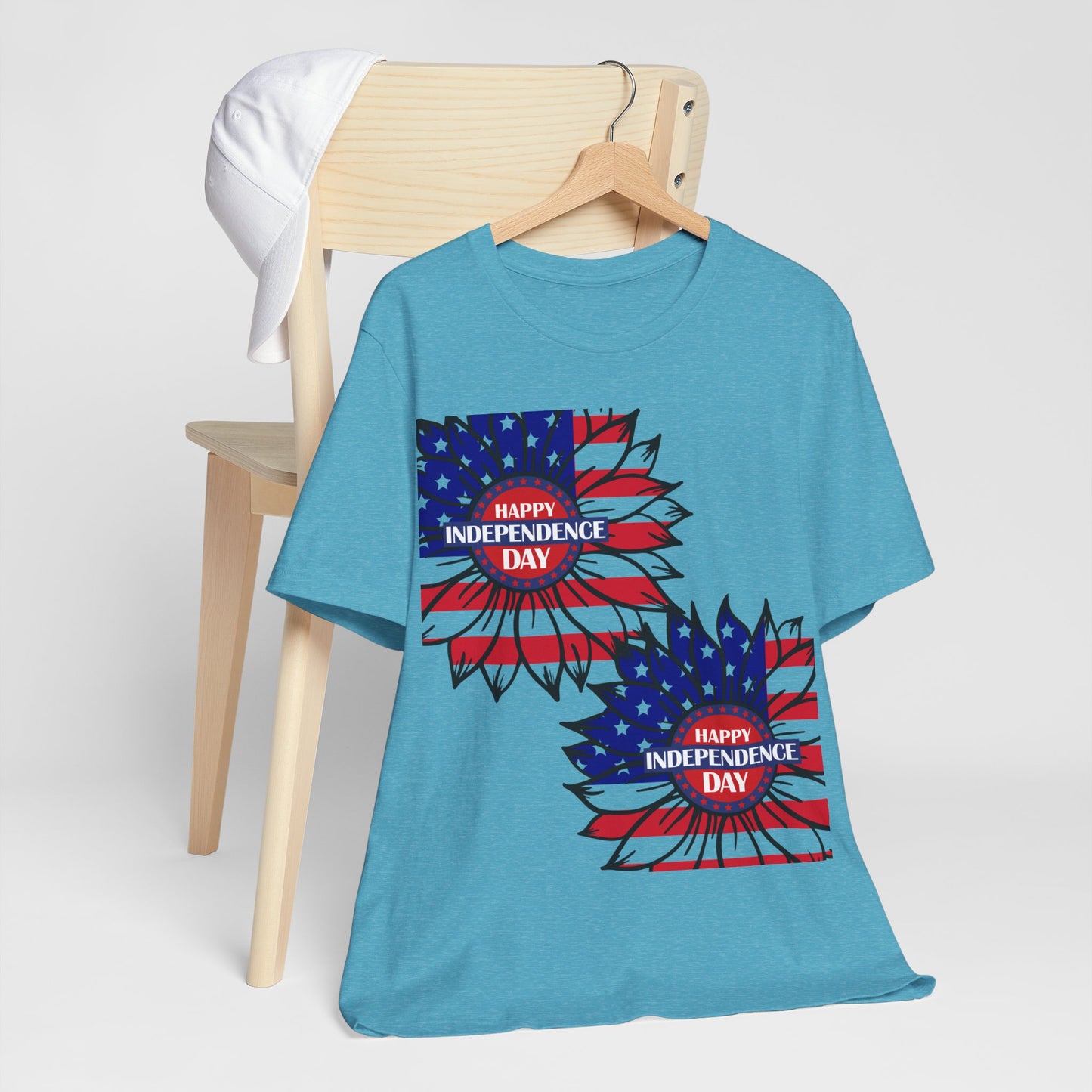 4th of July T-Shirt, Happy Independence Day Sunflower T-Shirt, Fourth of July unisex jersey short sleeve.