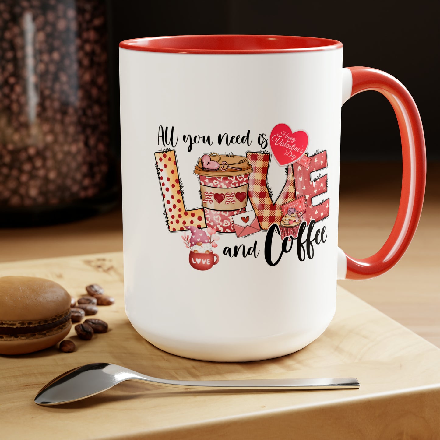 Happy valentines day Two-Tone Coffee Mugs, 15oz