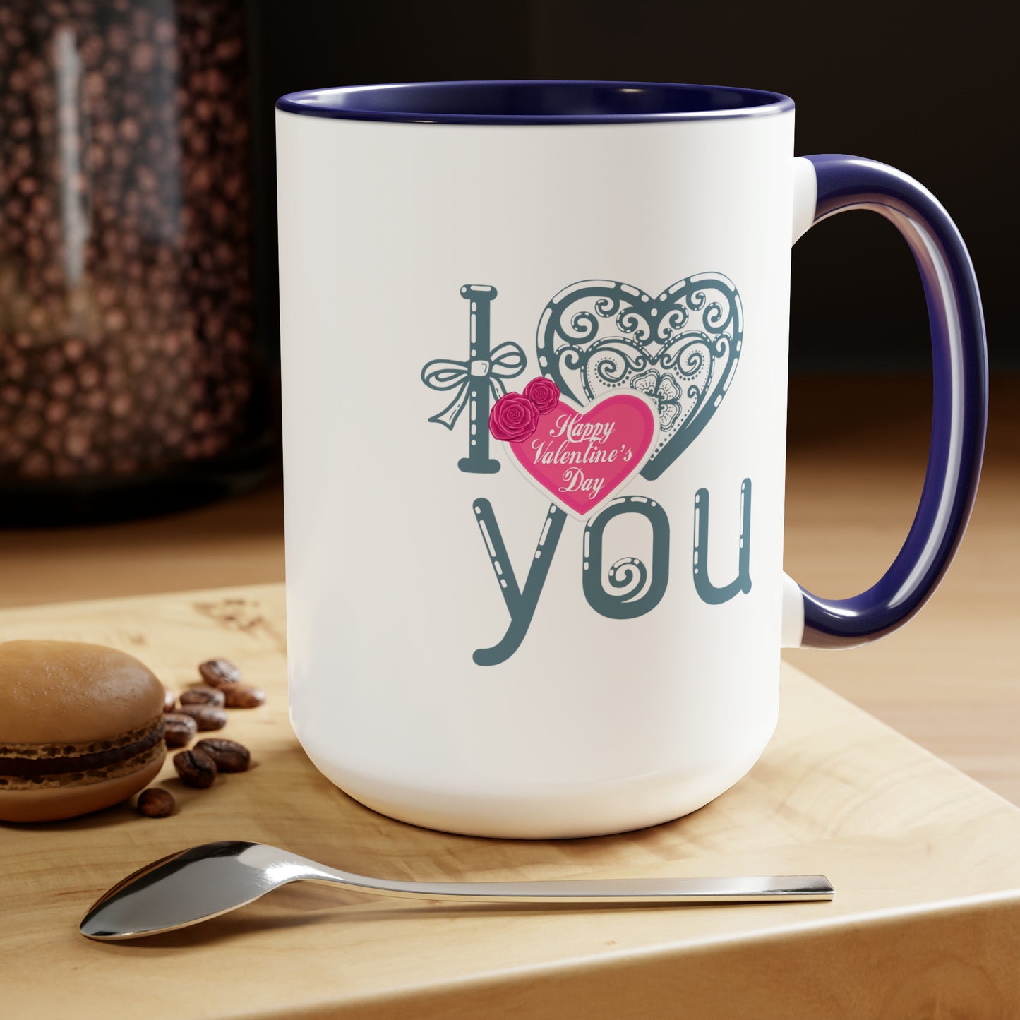 Happy valentines day Two-Tone Coffee Mugs, 15oz