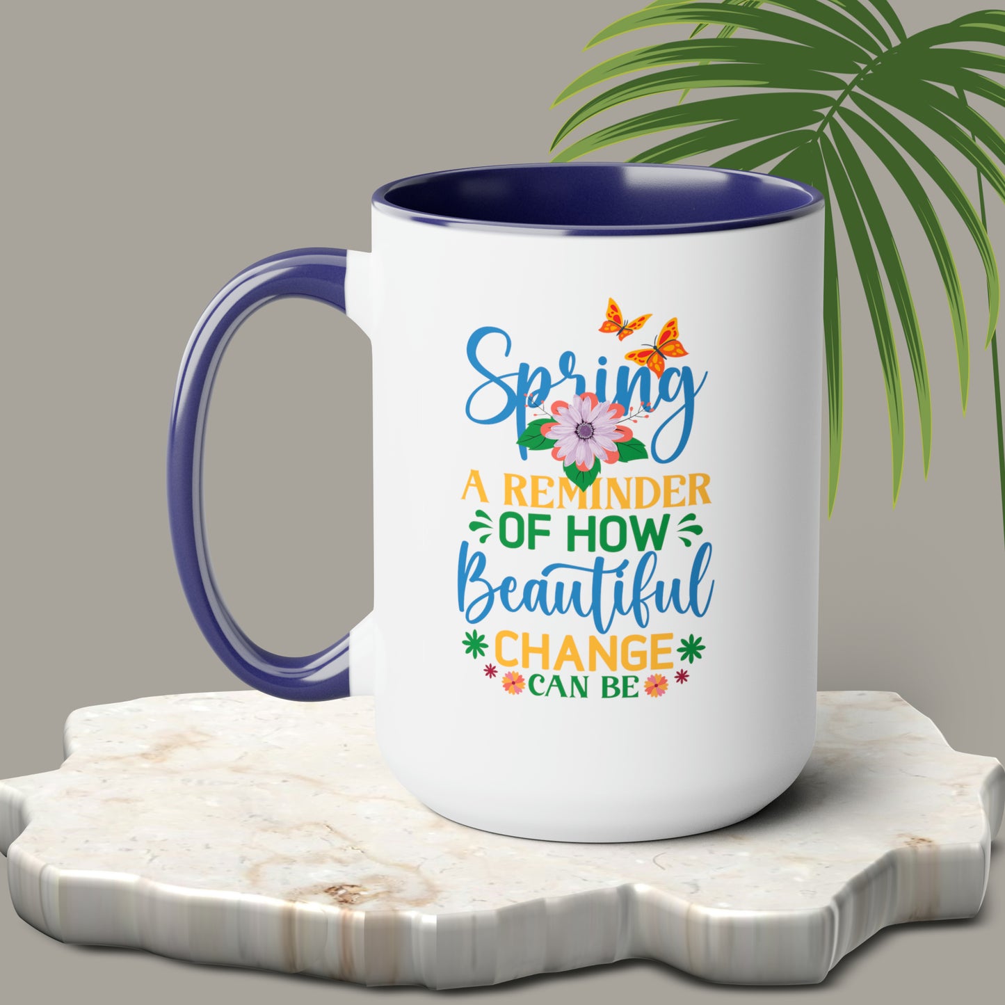 Spring Time Two-Tone Coffee Mugs, 15oz