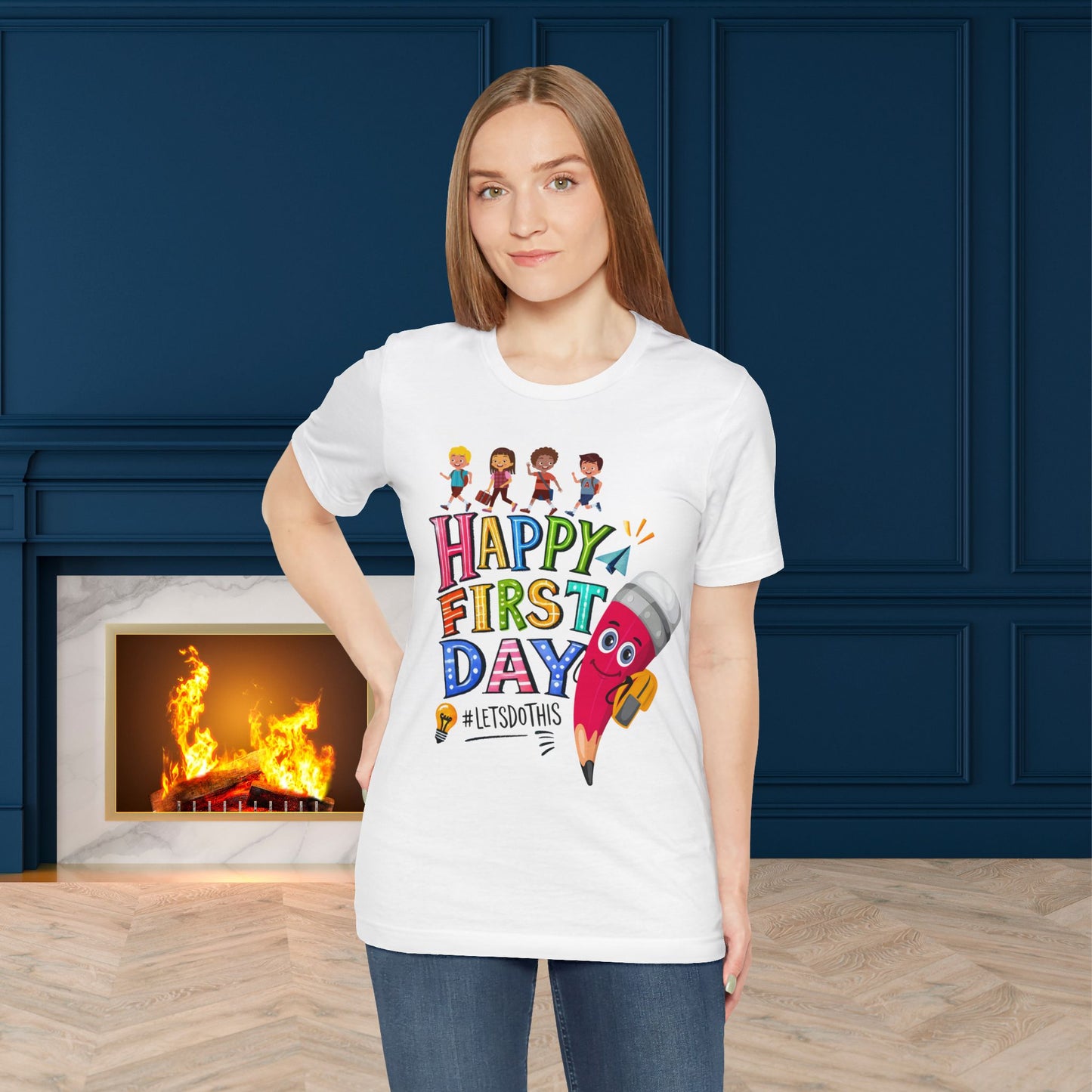 Happy First day T-Shirt, Hello Teacher T-Shirt, Back To School T-Shirt, Teach Love Inspire Teacher Shirt, Teacher Back To school unisex jersey short sleeve.First Day Vibes T-Shirt.