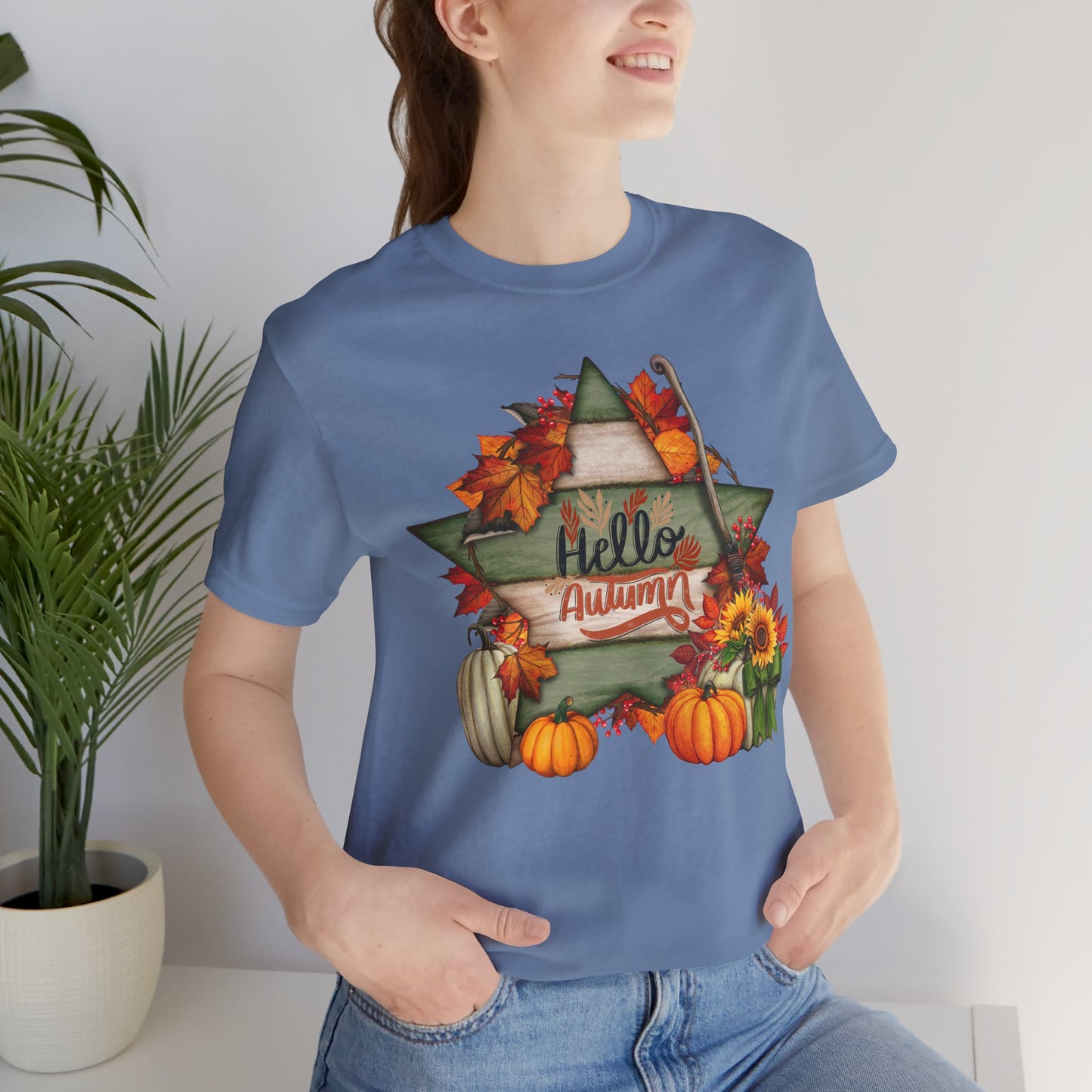 Hello Autumn Thanksgiving T-shirt, Happy thanksgiving 2024 T-shirt, Thanksgiving Gift,Turkey Shirt, Family Thanksgiving, Holiday Outfit.