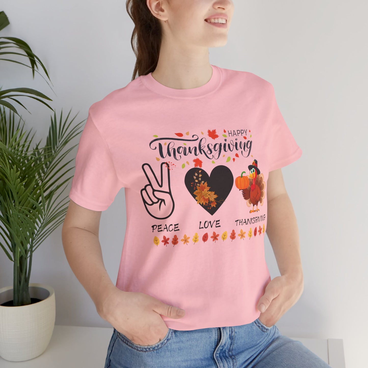 Peace Love Thanksgiving T-shirt, Happy Thanksgiving T-shirt, Happy thanksgiving 2024 T-shirt, Thanksgiving Gift,Turkey Shirt, Family Thanksgiving, Holiday Outfit.