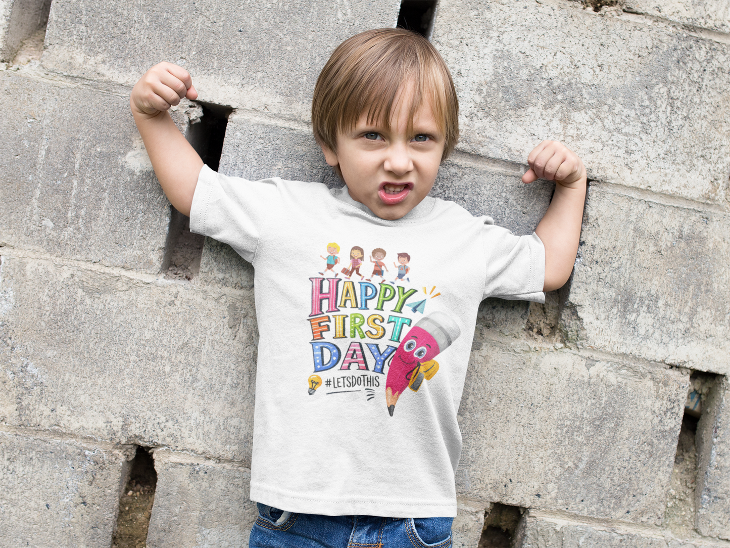 Happy First Day Back To School Kids Heavy Cotton™ Tee, Back to school Kids Shirt, 1st Day Of School Shirt, Back To School Cotton T-Shirt.