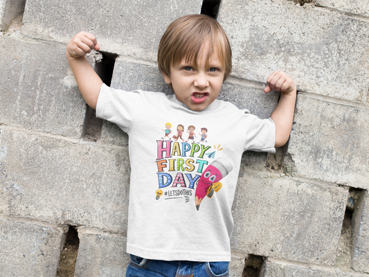 Happy First Day Back To School Kids Heavy Cotton™ Tee, Back to school Kids Shirt, 1st Day Of School Shirt, Back To School Cotton T-Shirt.